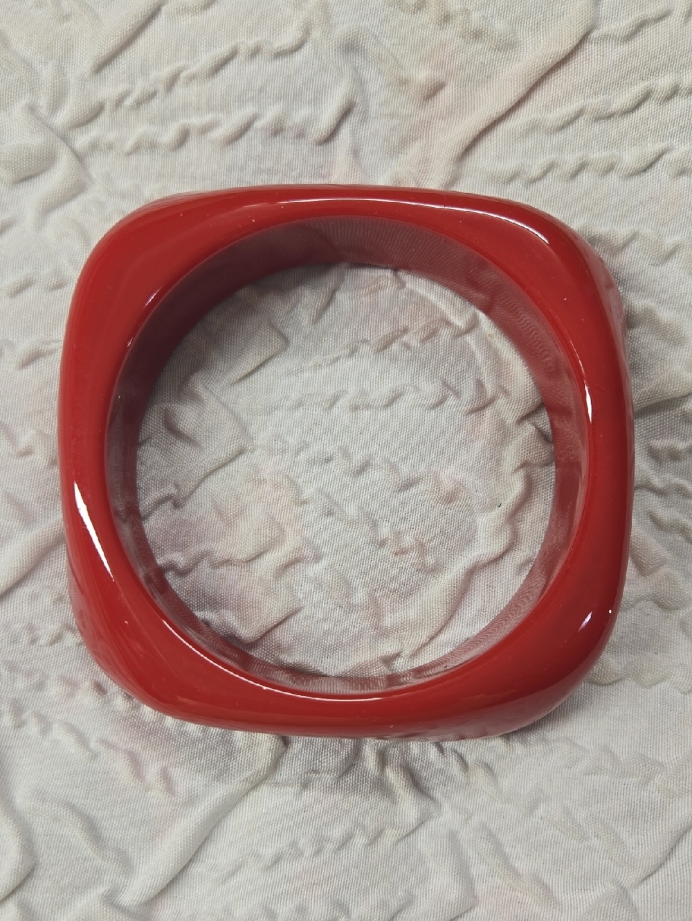 Square Red High-Gloss Acrylic Bangle Bracelet